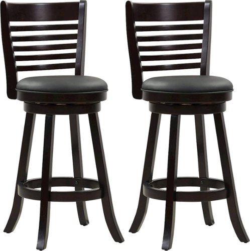 CorLiving - Bonded Leather and Wood Stools - Black/Cappuccino-Angle_Standard 