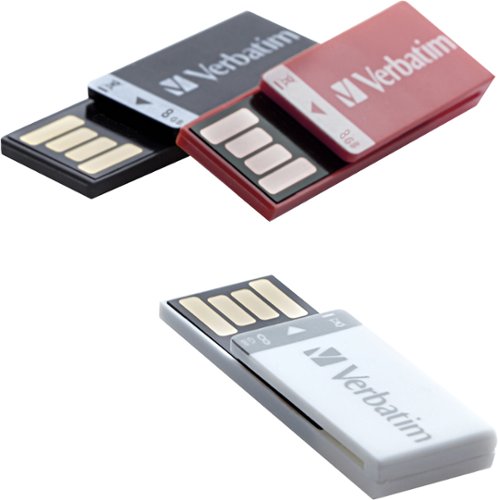  Verbatim - Clip-It 8GB USB 2.0 Flash Drives (3-Count) - Black/Red/White