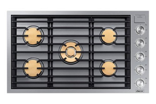 Dacor - Contemporary 36" Built-In Gas Cooktop with 5 burners with SimmerSear, Liquid Propane Convertible - Silver Stainless Steel
