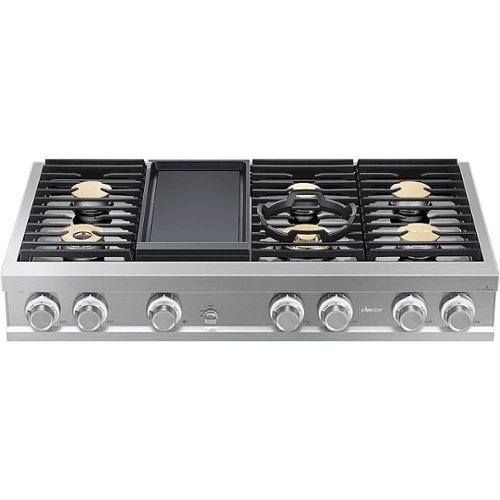 Dacor - Contemporary 48" Built-In Gas Cooktop with 6 Burners with SimmerSear™ and Griddle, Liquid Propane, High Altitude - Silver stainless steel