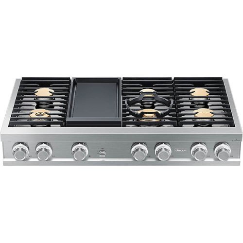 Dacor - Contemporary 48" Built-In Gas Cooktop with 6 Burners with SimmerSear™ and Griddle, Natural Gas, High Altitude - Silver stainless steel