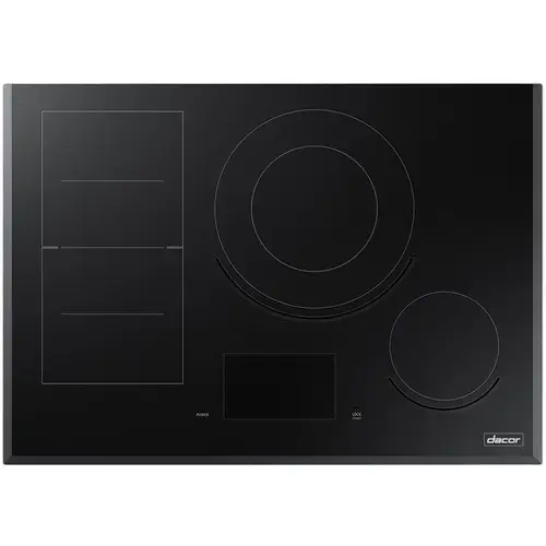 Front. Dacor - Modernist 30" Electric Induction Cooktop - Black glass.