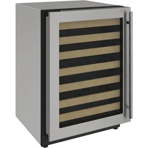 Front. U-Line - Captain 2000 Series 43-Bottle Built-In Wine Cooler - Stainless Steel.