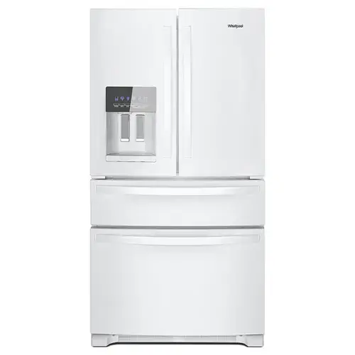 Front. Whirlpool - 25 cu. ft. French Door Refrigerator with External Ice and Water Dispenser - White.