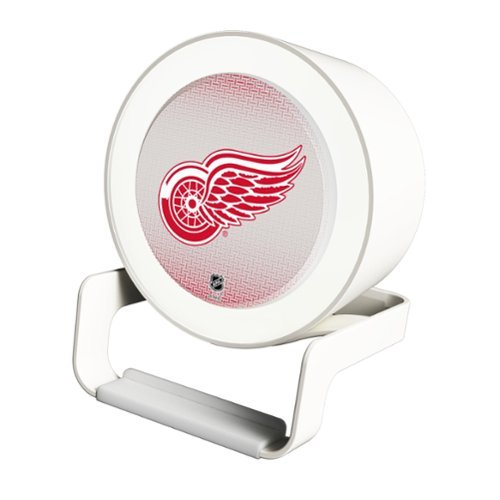 Keyscaper - Detroit Red Wings Linen Print Nightlight Charger & Bluetooth Speaker - White-Front_Standard 