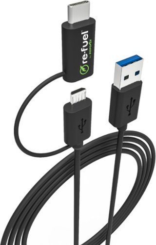  Digipower - 3.3ft Charge and Sync USB-A to USB-C cable (Includes micro USB tip) - Black