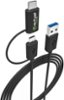 Digipower - 3.3ft Charge and Sync USB-A to USB-C cable (Includes micro USB tip) - Black-Front_Standard
