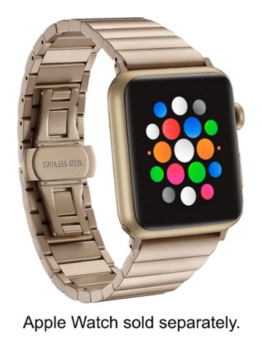 Platinum™ - Stainless Steel Link Band for Apple Watch 42mm, 45mm (Series 1-8) and Apple Watch Ultra 49mm - Matte Gold-Angle_Standard 