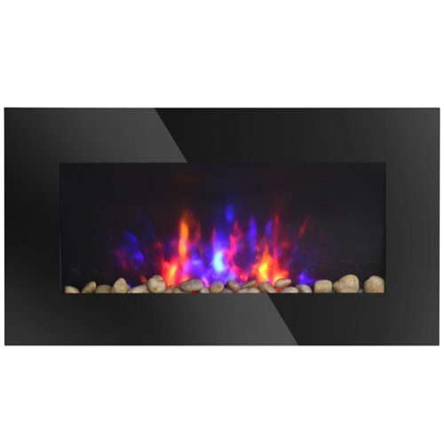 Homcom - 29" Electric Fireplace, Wall Mounted Fireplace with 7 Adjustable LED Flame Colors, Remote Control, Fireplace Heater-Front_Standard 