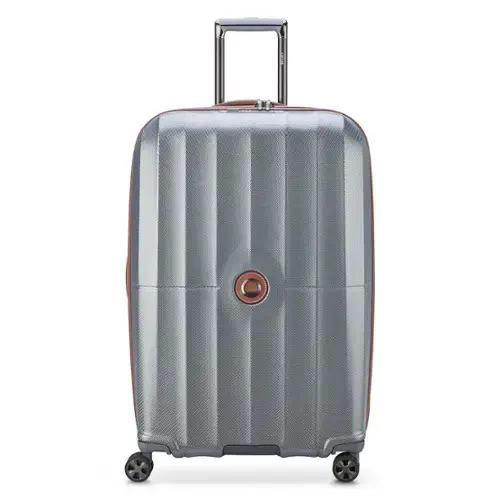 Front. Delsey - Delsey ST. Tropez Hardside Expandable Spinner Checked Luggage - 28" Large - Platinum.