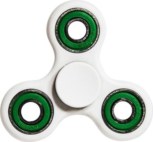 Fidgetly - Fidget Spinner Toy Stress Reducer - White/Green-Front_Standard 