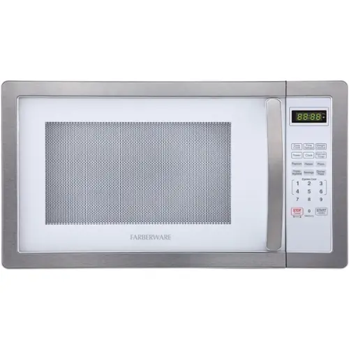 Front. Farberware - Classic 1.1 Cu. Ft. Countertop Microwave Oven - Platinum white.