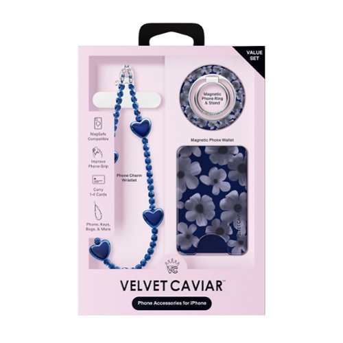 VELVET CAVIAR Phone Accessory Gift Set - Universal MagSafe Wallet, MagSafe Grip Ring & Phone Charm - Midnight Blossom BUY IN UAE