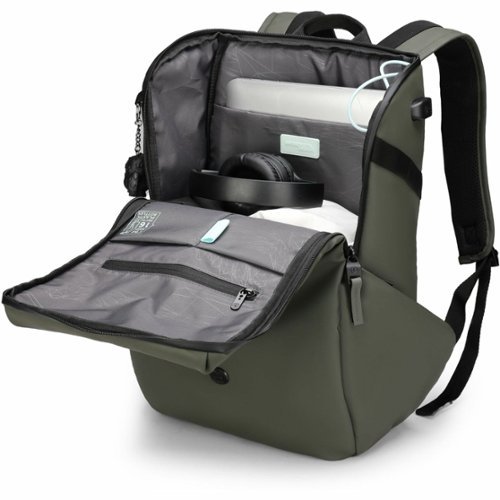 Swissdigital Design LAMONE L LED TSA-Friendly Water-Resistant Backpack With USB Charging Port RFID Protection and Fits Up to 16″ Laptop - Dark Green BUY IN AUSTRALIA