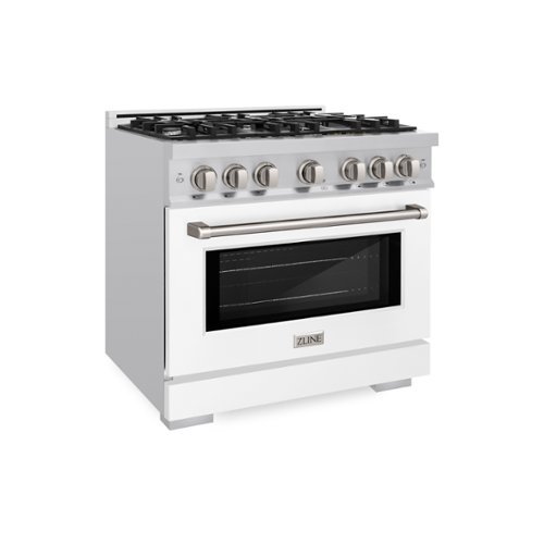ZLINE - 36 in. 5.2 cu. ft. Freestanding Select Gas Range w/ 6 Burner Cooktop & Convection Oven w/ White Matte Door - Stainless Steel-Front_Standard 