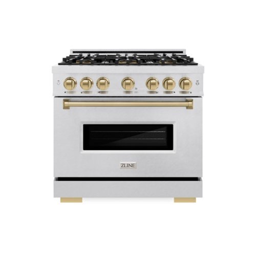 ZLINE - Autograph 36 in. 5.2 cu. ft. Classic Freestanding DuoPro Gas Range w/ Convection Oven in Satin Steel & Bronze Accents - Satin Stainless Steel