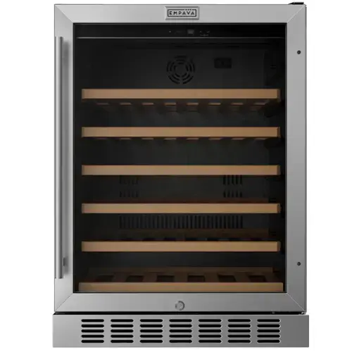 Front. Empava - 23.43 In. 46-Bottle Wine Cooler With Compressor Cooling, 6 Beech Shelves, Built-In/Freestanding Wine Fridge In Black - Black.
