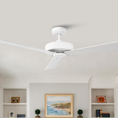 Parrot Uncle - 52" Modern White DC Motor No Light Ceiling Fan - Satin white-Front_Standard 