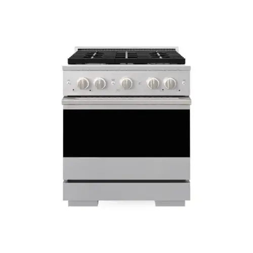 Front. ZLINE - 30 in. 4.2 cu. ft. Marino Freestanding Gas Range with Manual Clean Convection Gas Oven with 4 Brass Burners - Satin Stainless Steel.