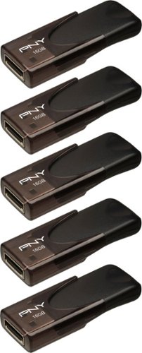 PNY 16GB Attaché 4 Type A USB 2.0 Flash Drive 5-Pack - Black GLOBAL SHIPPING