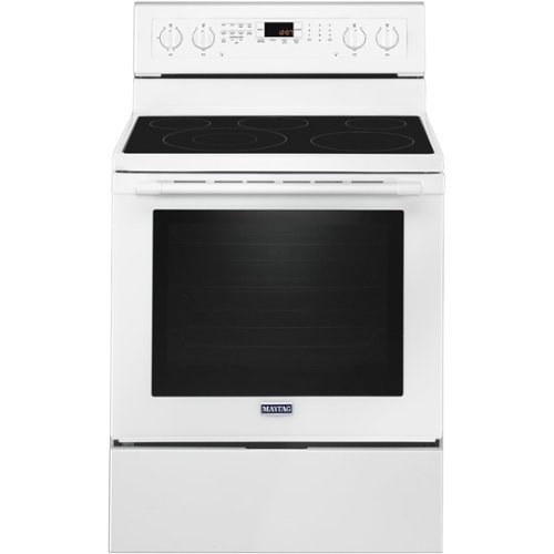 Maytag - 6.4 Cu. Ft. Self-Cleaning Freestanding Electric Convection Range - White-Front_Standard 