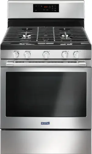 Front. Maytag - 5.0 Cu. Ft. Self-Cleaning Freestanding Fingerprint Resistant Gas Range - Stainless Steel.