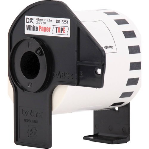 Brother DK-2251 Continuous Length Replacement Labels, Black/Red on White Paper Tape, 2.4” x 50 feet, 1 Roll per Box GLOBAL SHIPPING