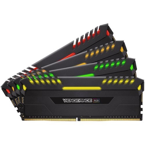  CORSAIR - VENGEANCE RGB Series 32GB (4PK 8GB) 3.466GHz DDR4 Desktop Memory with RGB Lighting - Black