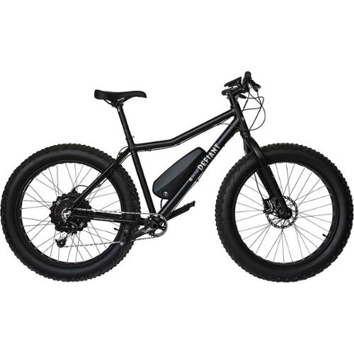 Defiant - Large 26" Fat Tire eBike w/60 mi Max Operating Range & 20 mph Max Speed - Black-Front_Standard 