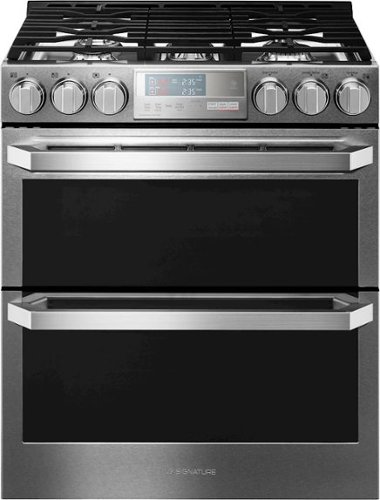 LG - SIGNATURE 6.9 Cu. Ft. Self-Cleaning Slide-In Double Oven Gas ProBake Convection Smart Wi-Fi Enabled Range - Textured steel
