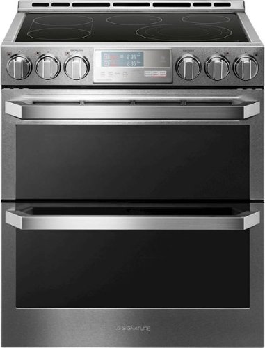 LG - SIGNATURE 7.3 Cu. Ft. Smart Slide-In Double Oven Electric True Convection Range with EasyClean and SmoothTouch Controls - Textured Steel-Front_Standard 
