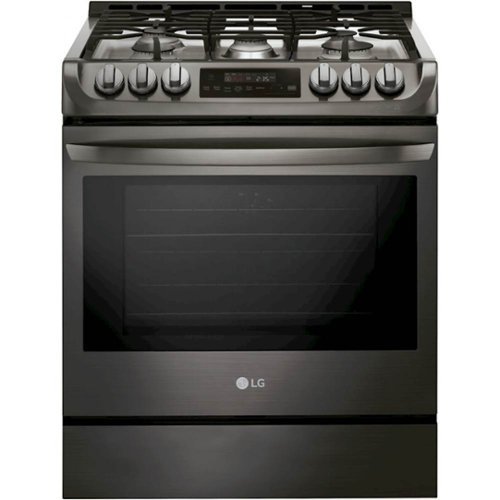 LG - 6.3 Cu. Ft. Slide-In Gas Convection Range Manual Clean - Black stainless steel-Front_Standard 