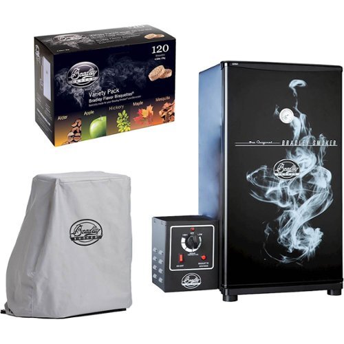 Bradley Smoker - Original 4-Rack Smoker with Cover and Bisquettes - Black/White-Front_Standard 