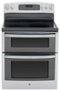 GE - Profile Series 30" Self-Cleaning Freestanding Double Oven Electric Convection Range - Stainless steel-Front_Standard