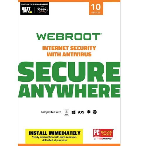  Webroot Internet Security + Antivirus TTS (10 Devices) (1-Month Subscription - Auto Renew) - Windows, Mac OS, Apple iOS, Android, Chrome [Digital]