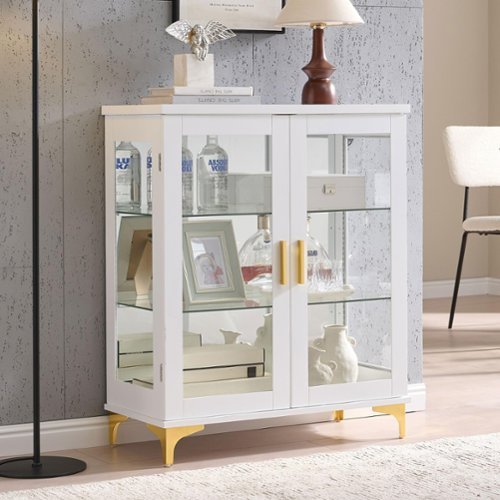 Kings Brand Furniture - Cataleya 3-Tier Curio Display Cabinet Organizer - White-Front_Standard 
