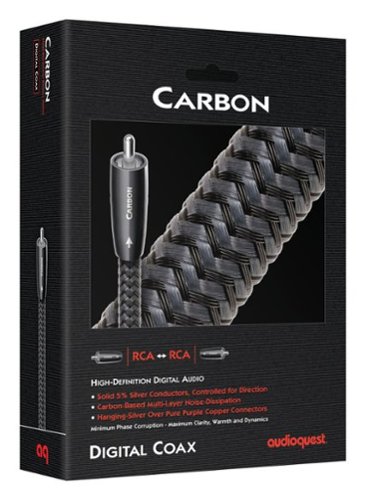 AudioQuest Carbon Coax 7.75' Digital Digital Audio Cable with RCA to RCA Connectors - Gray on Black WORLDWIDE DELIVERY