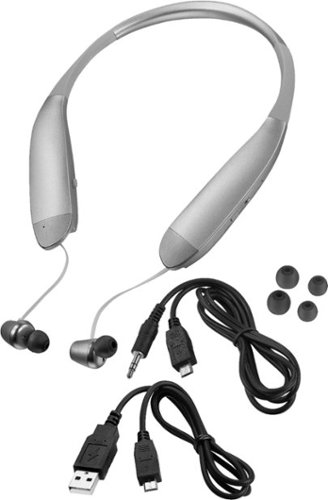  Insignia™ - NS-CAHBTEBNC-S Wireless In-Ear Behind-the-Neck Noise Cancelling Headphones - Silver