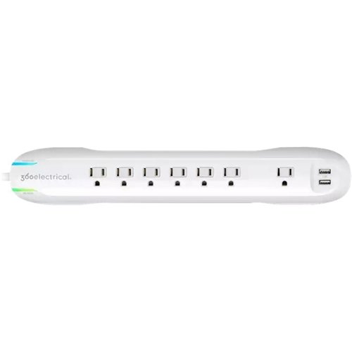  360 Electrical - 7-Outlet/2-USB Surge Protector - White