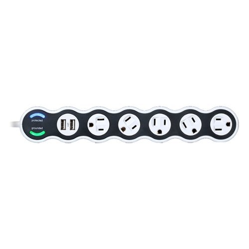 360 Electrical - PowerCurve 5-Outlet/2-USB Surge Protector Strip - White