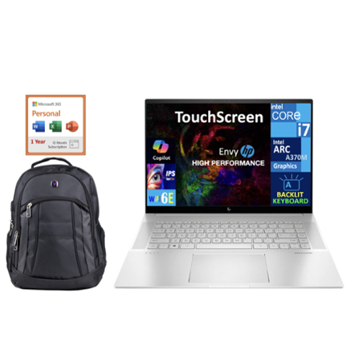 HP - Envy Laptop 16.0 WQXGA (Intel i7-13700H, 32GB DDR5, 1TB PCIe SSD, Win 11 Pro) w/Backpack , Office 365 - Natural Silver Aluminum-Front_Standard 