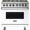 Viking - 5-Series 5.6 Cu. Ft. Self-Cleaning Freestanding Dual Fuel Convection Range - White-Front_Standard