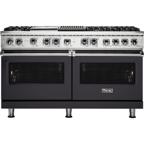 Viking - Self-Cleaning Freestanding Double Oven Dual Fuel Convection Range - Graphite Gray-Front_Standard 