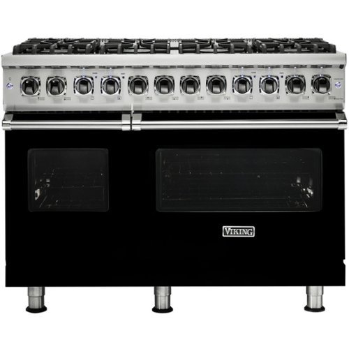 Viking - Self-Cleaning Freestanding Double Oven Dual Fuel Convection Range - Black-Front_Standard 