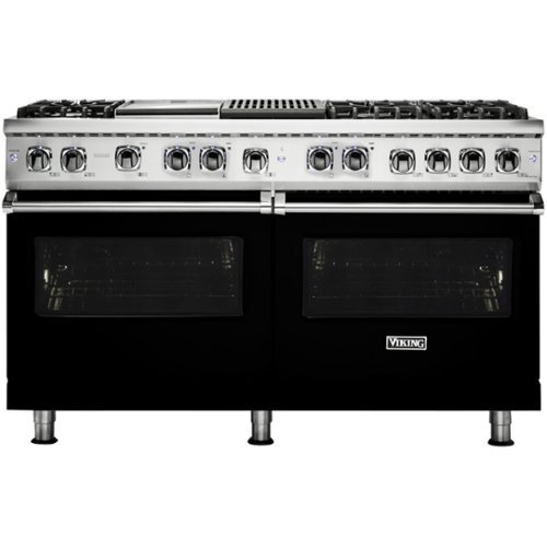 Viking - 9.4 Cu. Ft. Self-Cleaning Freestanding Double Oven Dual Fuel LP Gas Convection Range - Black-Front_Standard 
