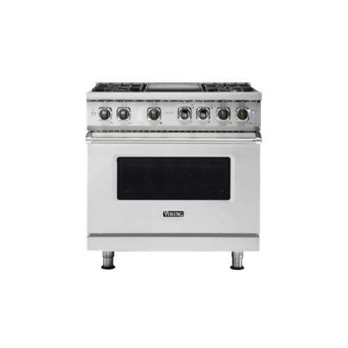 Viking - 5.6 Cu. Ft. Self-Cleaning Freestanding Dual Fuel LP Gas Convection Range - Stainless steel