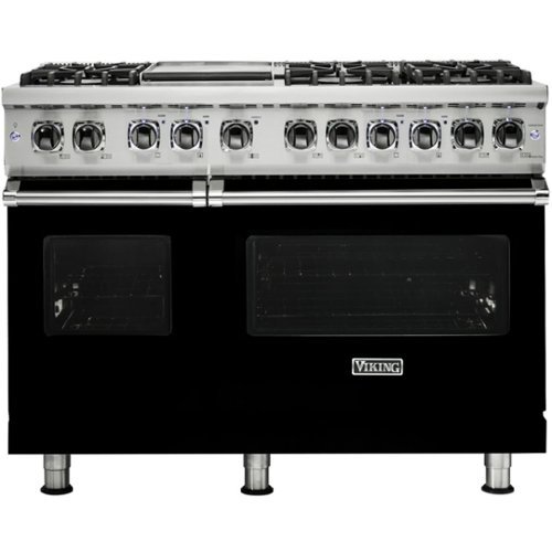 Viking - Self-Cleaning Freestanding Double Oven Dual Fuel Convection Range - Black-Front_Standard 
