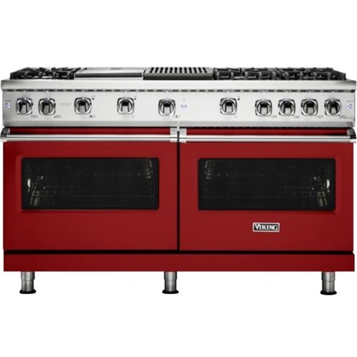 Viking - Freestanding Double Oven Gas Convection Range - Apple red-Front_Standard 