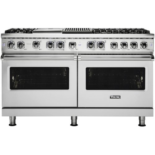 Viking - 9.4 Cu. Ft. Self-Cleaning Freestanding Double Oven Dual Fuel LP Gas Convection Range - Stainless steel