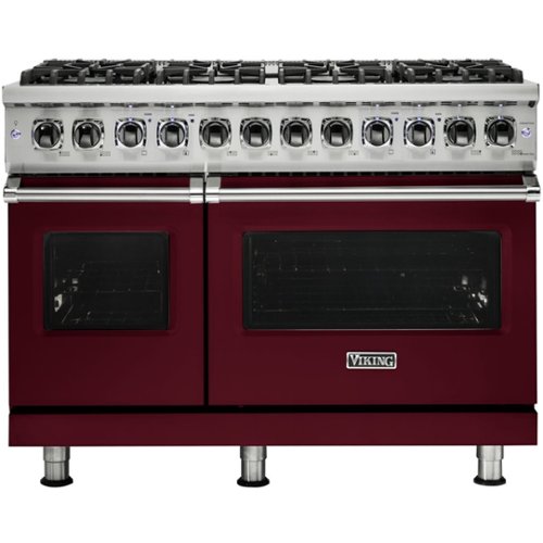 Viking - Self-Cleaning Freestanding Double Oven Dual Fuel Convection Range - Burgundy-Front_Standard 